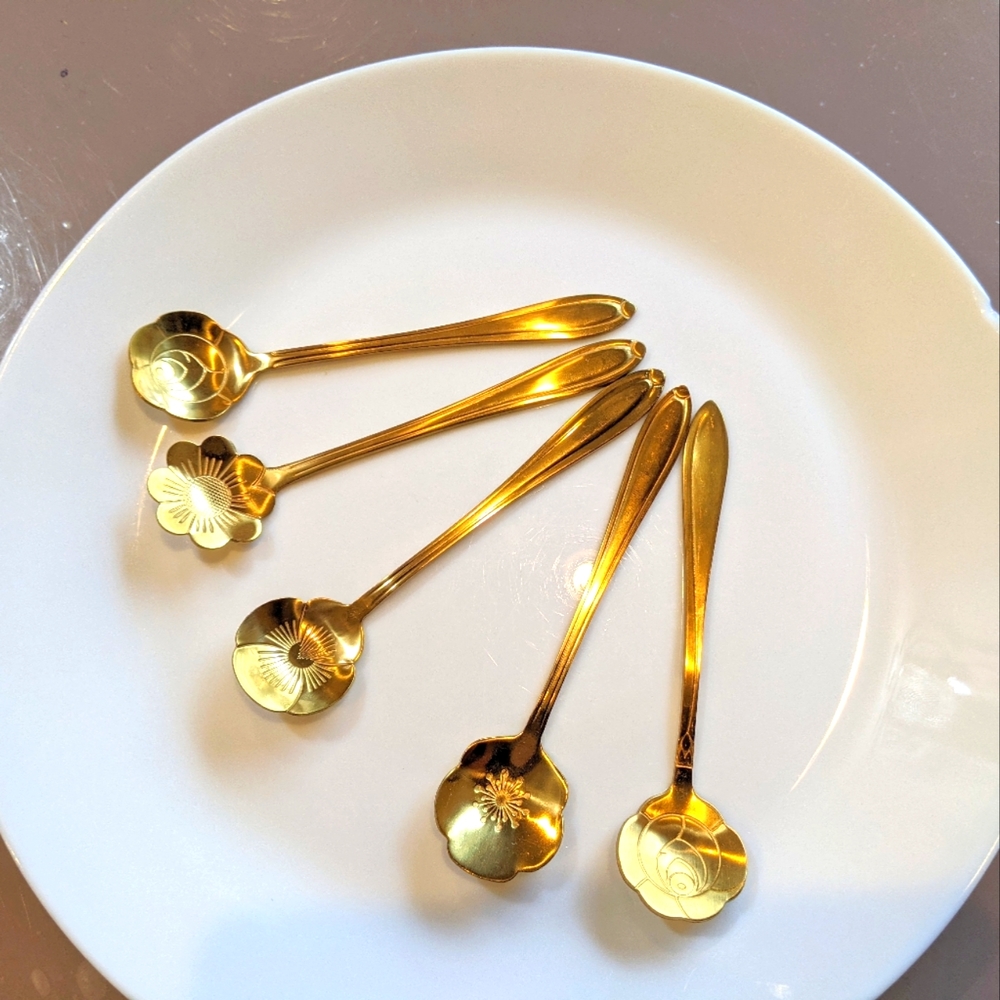 Gold Color Flower Teaspoons
